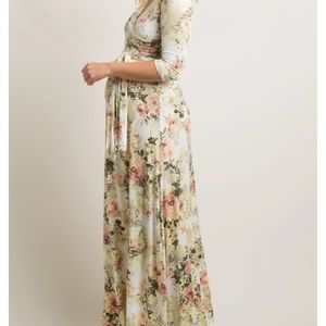 PinkBlush Ivory Floral Maternity Maxi Dress - Sm